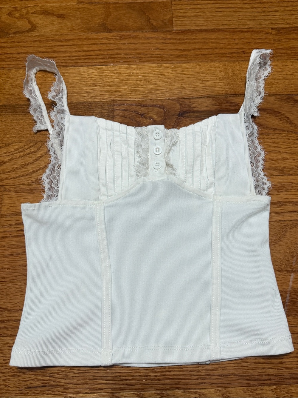 Adika White Lace Trim Ribbed Cami Tank Going Out Top